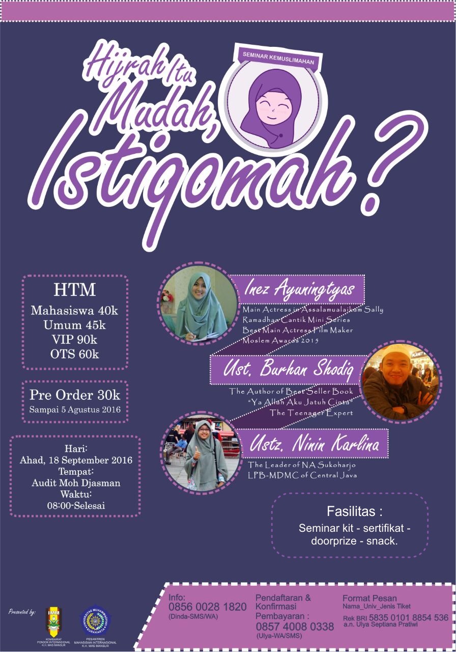 Seminar Kemuslimahan Hijrah itu Mudah, Istiqomah ? Panjimas